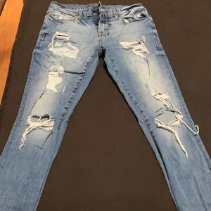 Slim straight blue jeans, sized 30, Good condition